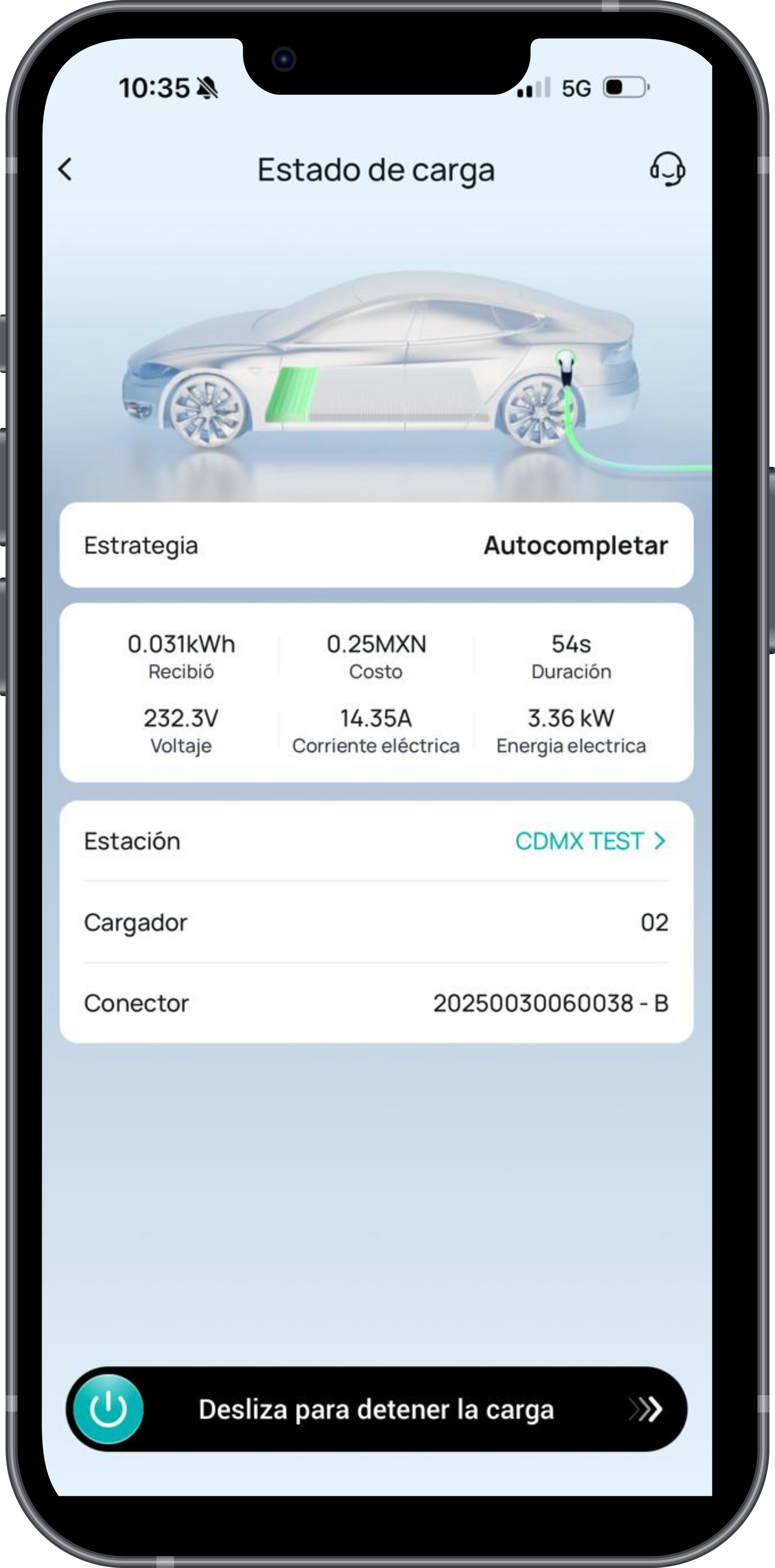 Vista de la App Aevia