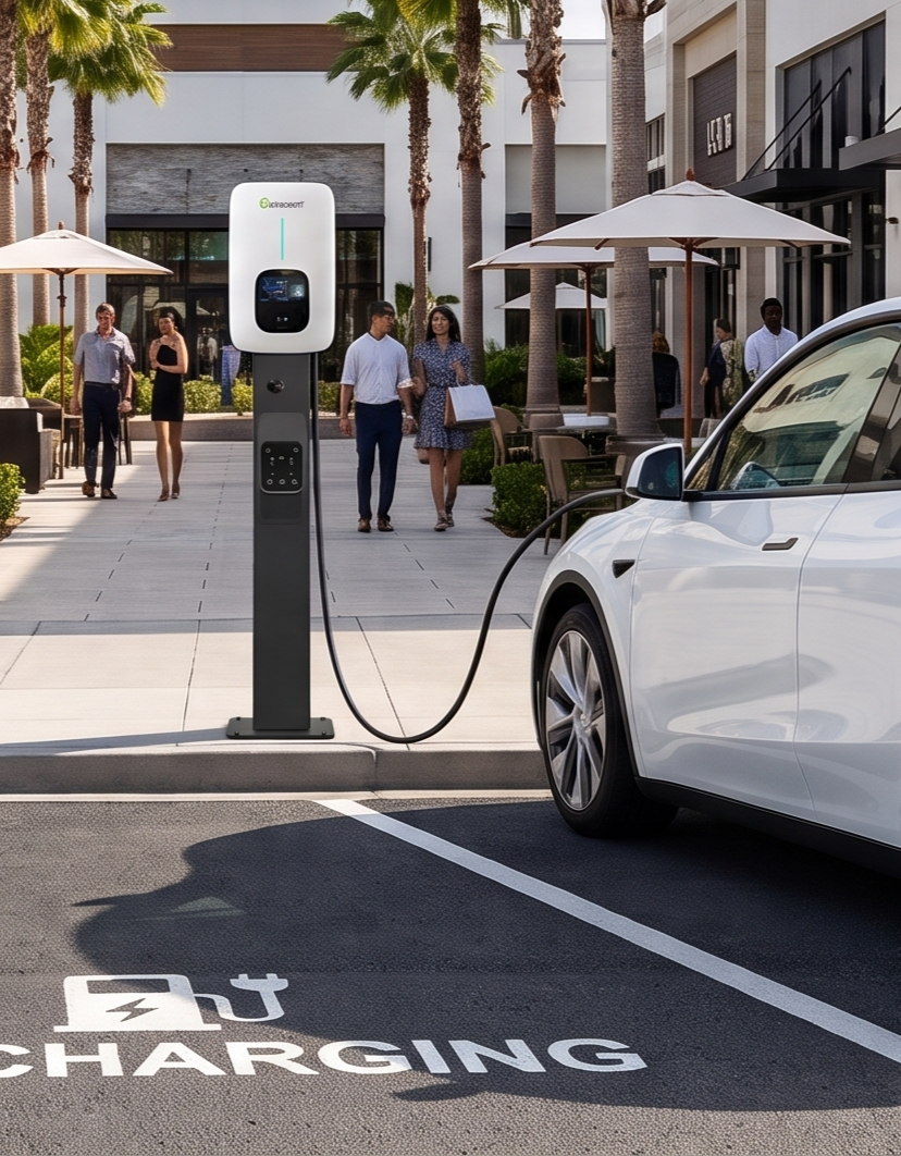 Cargador Growatt THOR instalado en Plaza Comercial